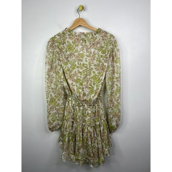 Misa Ruffle Drawstring Neck Elastic Waist Mini Dress Women's Green Size: XS NWOT - Picture 6 of 9